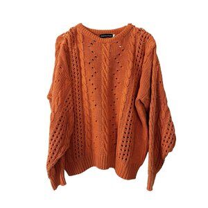 James River traders Orange Chunky Cable Knit Large sweater Oversized fall autum